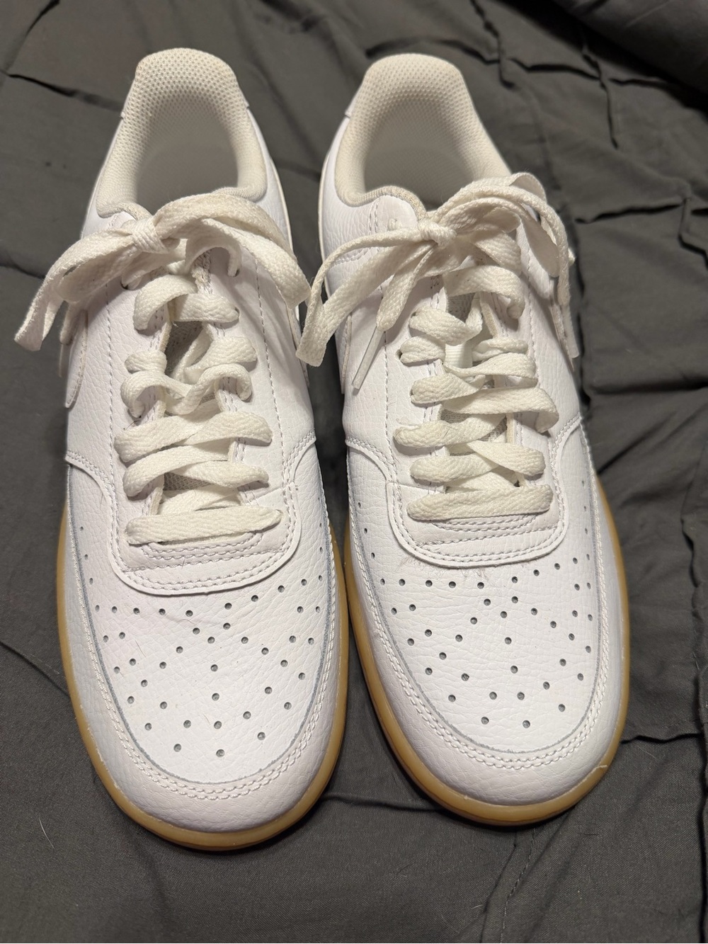 Nike White Leather Sneakers with Gum Sole